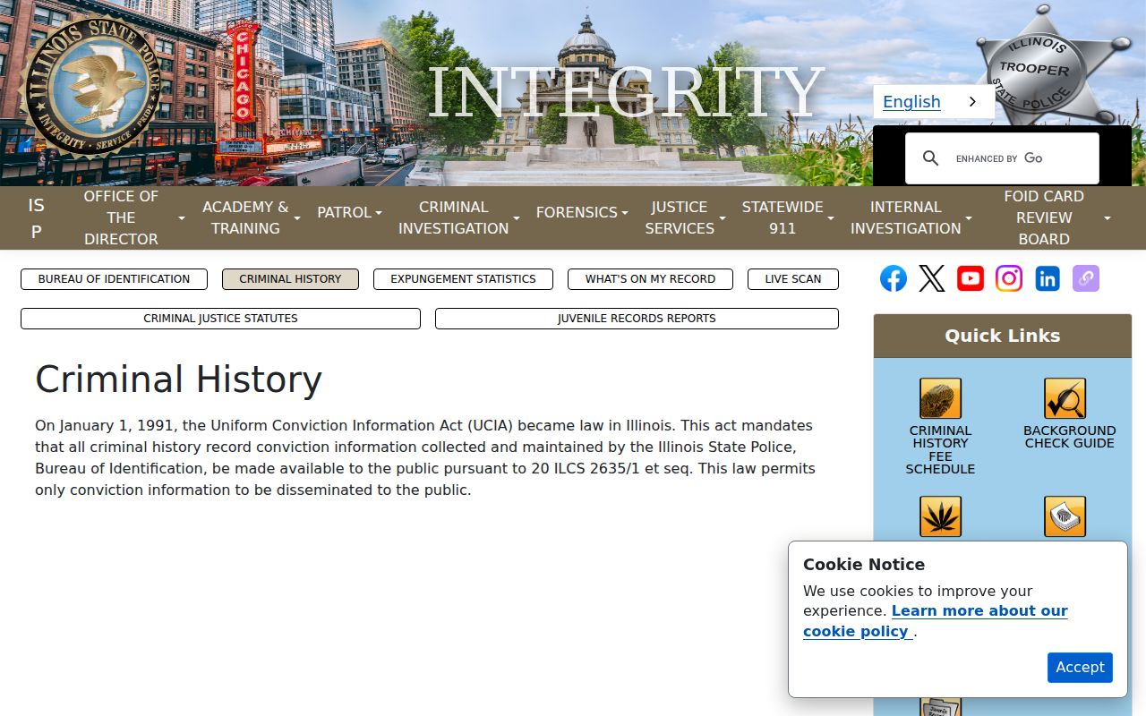 Illinois State Police criminal history information for official Carol Stream research