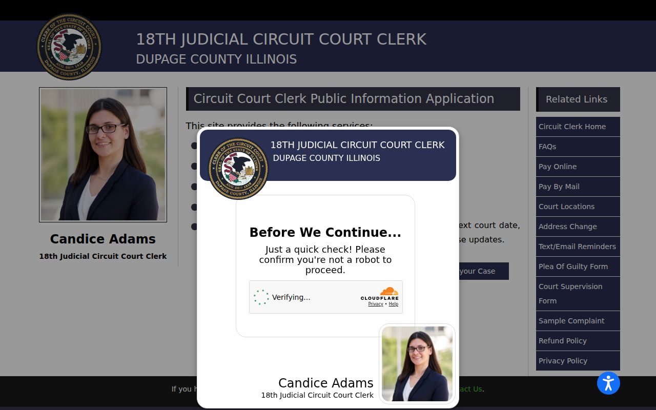 DuPage court name search for a Carol Stream resident lookup