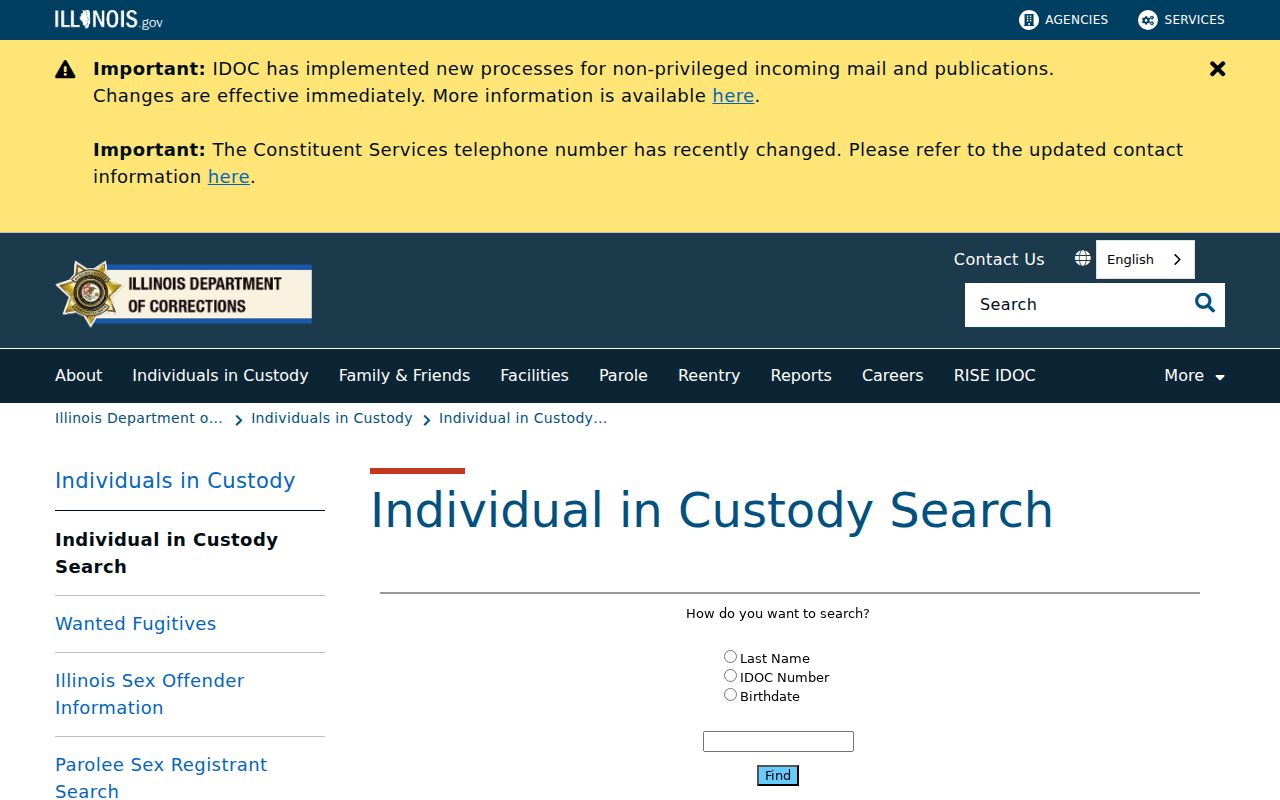 Illinois corrections inmate search for a narrow official lookup